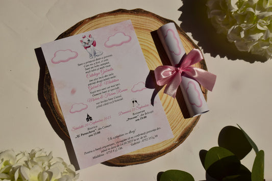 Invitație Botez Rulata cu Fundiță - Model B64