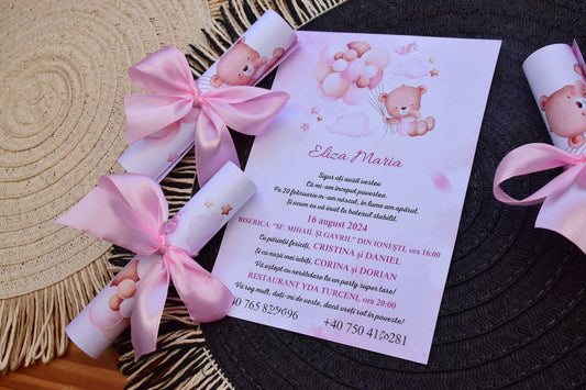Invitație Botez Rulata cu Fundiță - Model B65