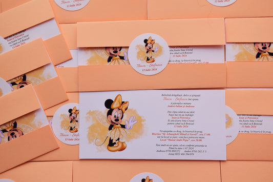 Invitație Botez Fetiță – tema Minnie - Model B54