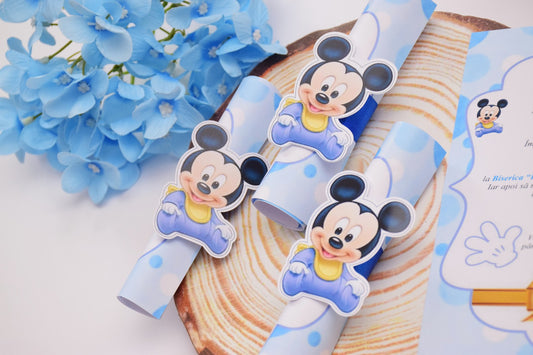 Invitație Botez Rulata tema Mickey - Model B75