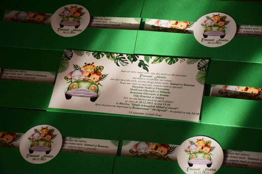 Invitație Botez – tema Jungla - Model B57