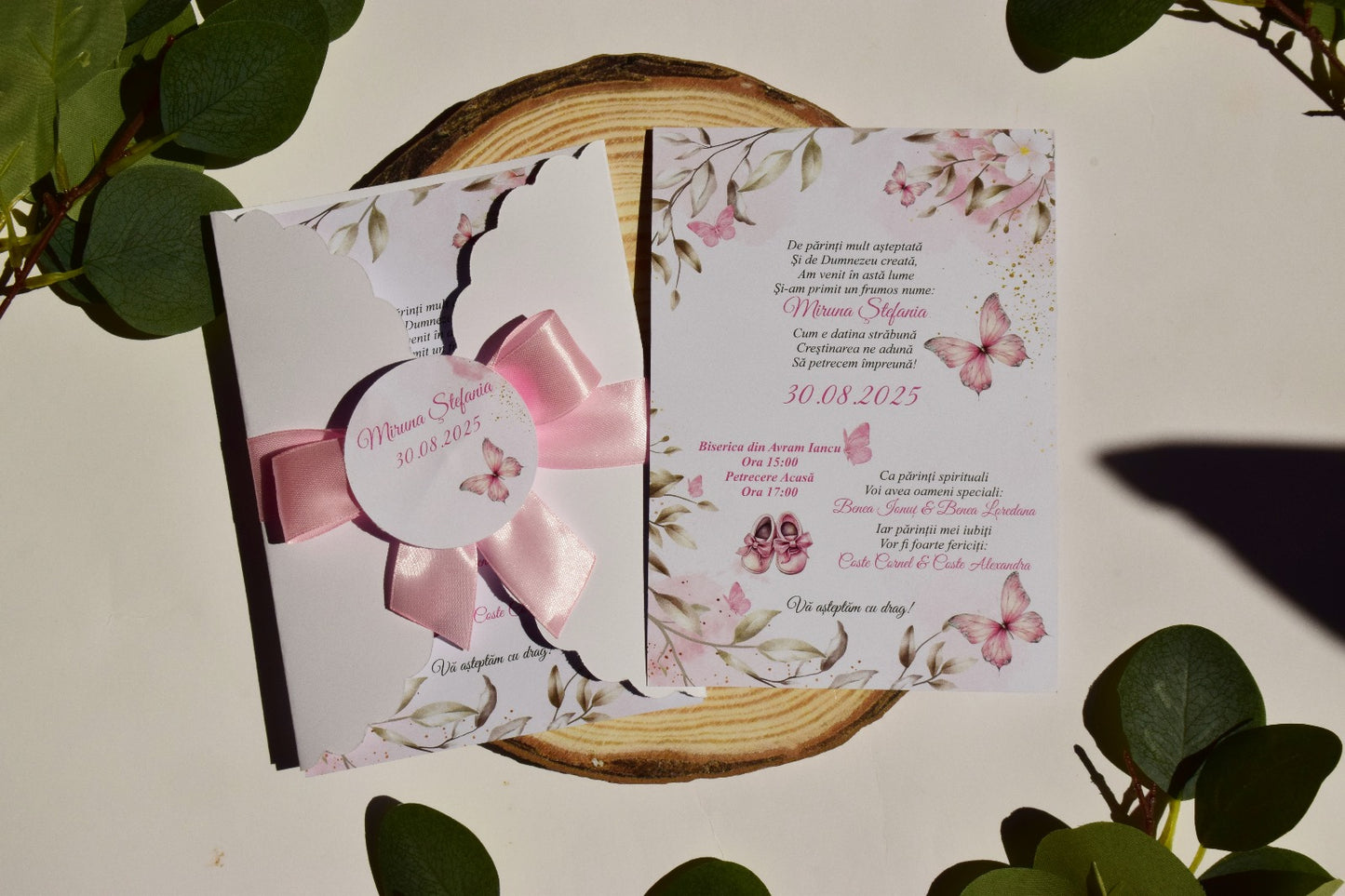 Invitatie Botez cu Plic si Fundita - B151