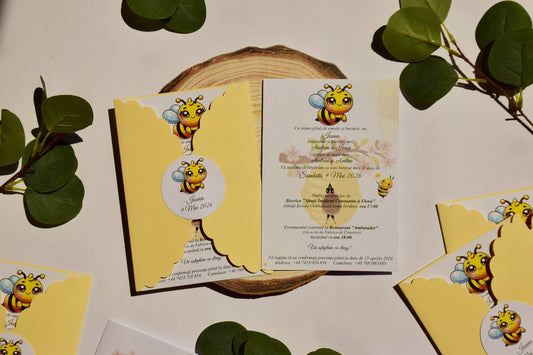 Invitatie Botez cu plic tema Albinuta B157